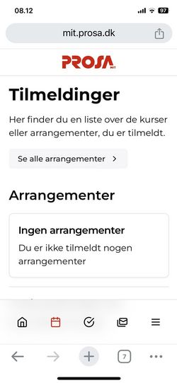 Arrangementer i mobilapp